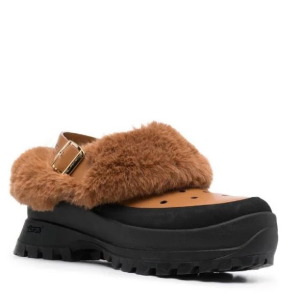 Faux Fur Trimmed Mules size 35 NWOT